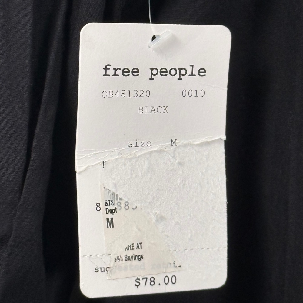 Free People Show Some Shoulder Black Long Sleeve Top Blouse Cotton Womens M NWT - Picture 5 of 10